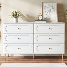 Chest Of Drawers In A Modern, Simple Style/Drawer Cabinet Made Of MDF And Chipboard/Large Chest Of Drawers With 6 Drawers, Versatile Uses/Suitable For Living Room And Bedroom - 白色 - 查看 2