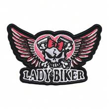 Parche bordado de calavera punk para motocicleta, parche termoadhesivo de ala de pájaro polilla gótica, parche decorativo DIY para chaqueta de mezclilla y mochila - C - Ver 16