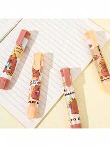 1pc/3pcs, Cartoon Capybara Eraser, Retractable Pencil Eraser, Creative Cute Cardboard Balloon Eraser, Suitable For School And Office, Art And Office Supplies, Back To School Essential, PVC Oval Shape, Back To School Gift - A - View 9