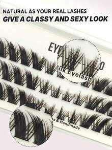 MEM 36 Clusters Of Fox Eye False Eyelashes, Mixed Length, Eye Tail Extension False Eyelash Clusters, Fluffy, Curly, Suitable For Women's Eye Makeup, Parties, Clubs, Makeup Beginners To Use, Eyelash Clusters, Single Eyelashes, False Eyelashes - D - View 5