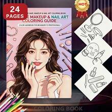 1 Exquisite Makeup, Nail Art & Hairstyle Coloring Book, 24 Pages Thick Paper, Stress-Relieving Fashion Aesthetic Creation, Perfect For Adult Relaxation, Family Gatherings And Holiday Decor, Father's Day, Halloween, Christmas - Single Piece - View 7