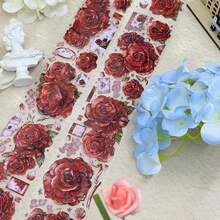 2m/Roll Red Rose Transparent PET Tape Lady Masking Tape 3D Crystal Ink Decorative Stickers For Diary Scrapbooking Journal Stationery 100cm Loop - Tape - View 4