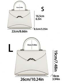 Damen-Handtasche mit strukturiertem Griff, minimalistische weiße Satchel-Handtasche, Pendler-Büro-Schultertasche, Designer-Stil-Handtasche, Luxus-Designer-Tasche - Weiss - Übersicht 3