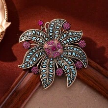 1pc European & American Vintage Elegant Full Rhinestone Floral Brooch - Sunflower High-End Luxury Elegant Accessory For Clothing, Suit Jacket, Lapel Pin - Multicolor - View 4