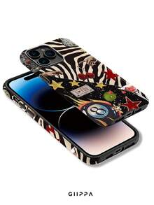 GIIPPA 1 Stück Zebra-Streifen-Unterseite & Englisch-Buchstaben-Muster Design Handyhülle für 17 Pro Max, kompatibel mit 16 Pro Max, 15 Pro Max, 14 Pro Max, koreanischer Stil High-End Mode & Spaß Handyhülle, kompatibel mit 11/12/13/14/15/16 Pro Max Plus, elegantes Design geeignet für Männer und Frauen, perfektes Geschenk für Freundin zu Weihnachten, Valentinstag, Ostern, Hochzeitssaison und Geburtstag! - Verschiedenfarbig - Übersicht 3