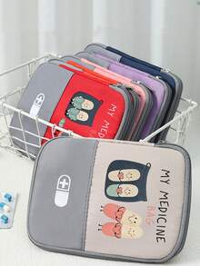 便攜式收納袋，可愛藥丸圖案與「My Medicine Bag」文字，輕量旅行急救包，戶外旅行藥袋；適用於戶外、露營、學校、旅行與日常使用；旅行必備，適合作為返校禮物、派對小禮、老師禮物 - 彩色 - 查看 5