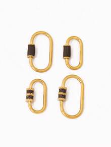 1pc Stainless Steel Oval Threaded Clasp Hook Spiral Buckle, DIY Jewelry Necklace Bracelet Making Accessories - DIY Buttons - View 5