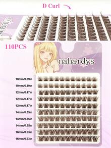 110Pcs Brown Individual Cluster Eyelashes, 10-16mm Mixed Length DIY Lash Extensions, Natural Fluffy D Curl Volume Cluster Lashes Matching Diverse Eye Shapes To Create Layered Natural Eye Makeup. - D - 查看 5