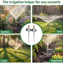 Garden Lawn Sprinkler (2pcs), Metal Nozzle With Aluminum Alloy Ground Stake Base, Adjustable Brass Nozzle, Suitable For Yard, Garden, Vegetable Patch And Small To Medium Lawn Irrigation - View 4