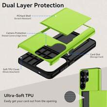 Galaxy S23 S22 S21 S20 S24 S25 FE S24 Ultra Plus A55 A56 A36 A16 A17 錢包卡槽手機殼 防震防摔保護殼 - 綠色 - 查看 7