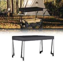Universal Wagon Cart Awning Canopy Attachment, Water Resistant Oxford Fabric Sun Shade Cover, Easy Install Foldable Shade Top Fits Most Garden Trolley, Outdoor Sun Accessory For Camping Picnic Beach Backyard - Black - View 6