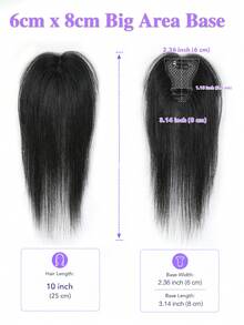 Women' 25.4 Cm Human Hair Wig Toppers With Hairpieces For Women To Cover Gray Hair, Adding Volume With A Lightweight And Seamless Design, Featuring A Middle Part, Hair Addition For Thinning Hair Natural Black #1B & Dark Brown #2 - Multicolor - View 5