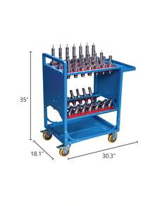 Tool Cart 40 Taper Tool Holder CNC Tool Cart CAT40 Tool Trolley BT40 Service Carts CNC Machine Tool Service Cart CAT40 35 Capacity - as Pic - View 4