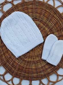 Complete Knitted Maternity Outfit, Blanket, Hat And Gloves - 藍色 - 查看 4