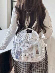 1 buah Tas Ita Gaya Jepang Baru, Modis, Kasual, Lucu, Manis, Motif Polkadot, Tali Serut, Kapasitas Besar, Ringan, Nilon, Multifungsi, Tas Bahu/Selempang/Ransel untuk Anak Perempuan, Belanja Sehari-hari, Bepergian, Pesta, Liburan, Hadiah - MultiWarna - View 4