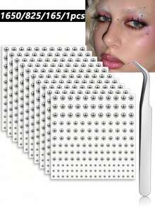 1650/825/165/1pc 3-6mm Silver Plated Acrylic Fake Nose Ring Ear Stud Sticker Fake Eyebrow Lip Ring Non-Pierced Body Jewelry Face Sticker - 銀色 - 查看 1