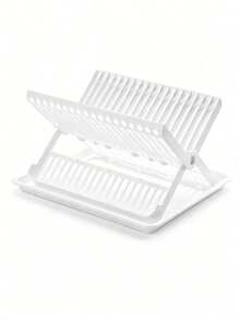 Égouttoir à vaisselle pliable, disponible en plusieurs couleurs, conception de rangement à plusieurs niveaux avec plateau d'égouttage pour éviter l'accumulation d'eau sur les comptoirs, facile à ranger, construction en plastique minimaliste idéale pour le rangement de la cuisine - Voir 11