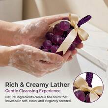 Handmade Macaron Grape Soap With Hanging Rope | Contains Shea Butter And Coconut Oil | 2-In-1 Facial And Body Cleanser | Exquisite Bath Fragrance Gift, Long-Lasting Fresh Fruity Scent - Deep Cleansing - View 8