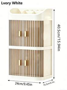 Caja de almacenamiento de maquillaje de lujo de alta gama, estilo de cajón, a prueba de polvo, organizador de tocador, adecuado para productos de cuidado de la piel, gran capacidad - Multicolor - Ver 9