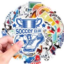 50 piezas de pegatinas lindas de fútbol, pegatinas de vinilo impermeables de dibujos animados para botellas de agua, portátiles, tablas de snowboard, cascos, pegatinas para aficionados a los juegos de pelota para adultos, adolescentes y útiles escolares - A - Ver 3
