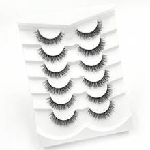 6對3D仿貂毛條狀假睫毛 輕盈貓眼款 透明睫毛梗 豐盈自然接睫效果 可重複使用 日常假睫毛 - 白色 - 查看 2