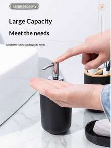 7/6/4/1pc Premium Hazel Brown Horizontal Stripe Bathroom Accessories Set, Modern Luxury Travel Bathroom Accessories Set, Minimalist Solid Color Bathroom Toiletries Set - Reusable, Easy To Clean, Waterproof And Rust-Proof, Includes Toothbrush Holder, Lotion Bottle, Mouthwash Cup, Toilet Brush, Toilet Brush Holder, Soap Dish, Trash Can, Suitable For Bathroom, Living Room, Kitchen Countertop Decoration - Multicolor - View 10