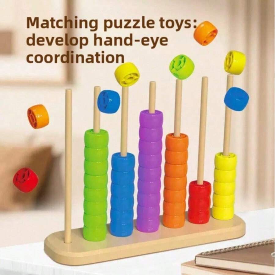 Multi-Functional Educational Stress Relief Toy Gift Set, Finger Transformation Chain, Finger Spinner, Multi-Player Tic Tac Toe Desktop Game, Wooden Stacking Blocks Color Sorting Matching Teaching Aid, Children's Thinking Training Birthday Gift