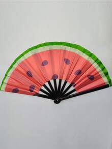1 Pc D EXCEED Large Folding Hand Rave Fan, Watermelon Print Design, Music Festival, Carnival, Rainbow Outfits, Disco, Neon, Glow Party Decorations - Multicolor - View 7