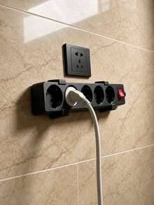 2pcs Power Socket Brackets, Wall-Mountable (No Screws Included), Hide Power Sockets Completely, Suitable For Home Office Cable Management System, Space-Saving Storage And Fixing Device, Minimalist Design Blends Into Various Office Furniture, Effectively Manage Power Cords, Prevent Tangling - A - View 3
