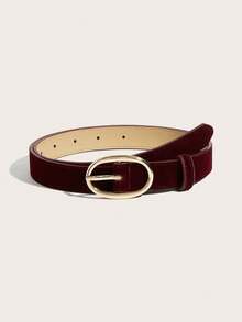 1pc Suede Brown Buckle Minimalist Fashion Versatile Decorative Belt, Suitable For Jeans, Skirts, Casual Wear, Daily Outfits - Brown - View 22
