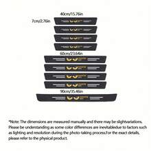 9pcs Black Car Door Sill Protector Strip, Universal Modified Car Sport Foot Pedal Anti-Scratch Door Step Decorative Protection Strip, Car Interior Decoration - A - View 9