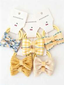 10pcs Pastoral Style Assorted Fabric Bow Headbands Hair Accessories, Suitable For Children - Multicolor - View 18