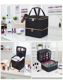 42 Bottle + Nail Polish Organizer Handheld Double Layer Organizer Tote Bag For Girls And Women Nail Art, Essential Oil, Cosmetic Set Daily Travel Use - Multicolor - View 8