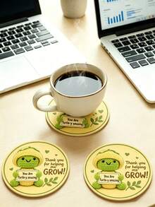 1/6/12入「Thank You For Helping Me Grow」海龜木製圓形杯墊，教師感謝禮物，適合教室、居家辦公室、開學裝飾、桌面裝飾，傳遞正能量的感謝禮 - 烏龜感謝你 - 查看 7