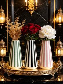 1pc Creative Striped Vase, Multi-Color Desktop Decor, Vanity Centerpiece, Aesthetic Room Decoration, Floral Arrangement Ornament, Home Gift Idea, Modern Minimalist Style, Living Room Decor - Multicolor 1 - View 4