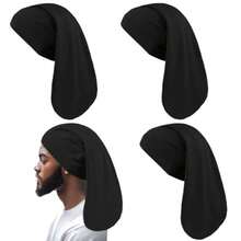 4 Pcs Dreadlock Stocking Caps For Men Spandex Dreadlock Cap Overnight Sleep Cap Elasticity Soft Lightweight Comfortable Sleeping Head Wrap Headwear For Men And Women - Black 4 Pcs - View 2