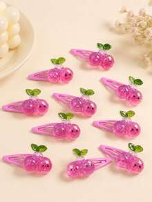 10 piezas de pinzas para el flequillo lateral de uva morada dulce y linda para niñas, adecuadas para uso diario - Multicolor - Ver 3