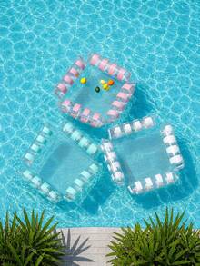 Double Tube Transparent Sequin Water Hammock, Multi-Functional Inflatable Floating Bed, Suitable For Lake And Beach, Mesh Center, Perfect For Summer River And Ocean Vacation Travel, Pool Float - Multicolor - View 5