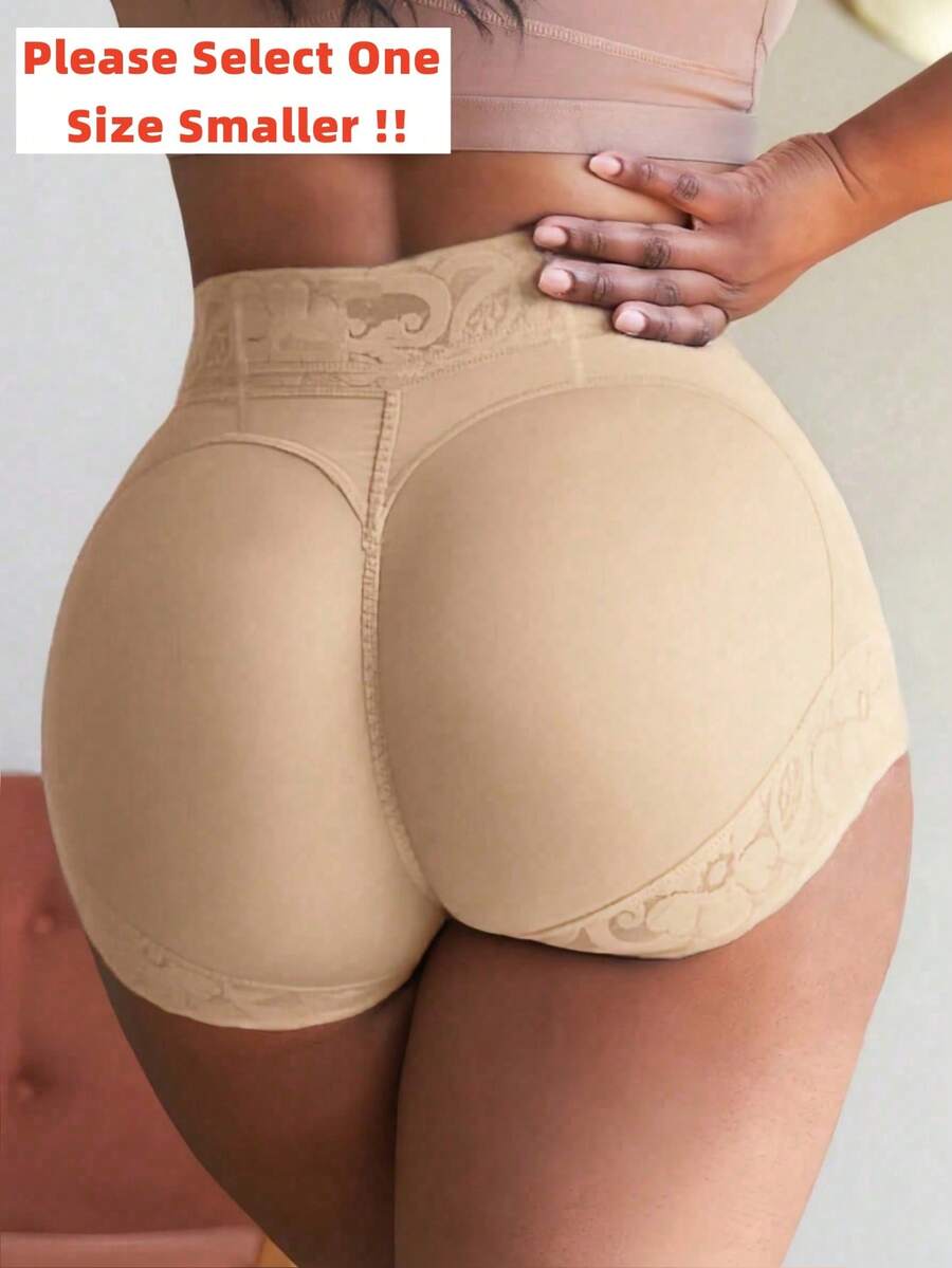 1pc Women High Waist Slimming Anti-Slip Shorts, Suitable For Daily Wear And Sports - Apricot - View 1