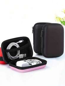 1 pieza Bolsa de almacenamiento portátil mini, organizador de cables de datos y cargador de teléfono, caja de almacenamiento con cremallera, bolsa organizadora de cargador USB y auriculares - Multicolor - Ver 3