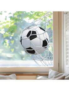 1PC Football Net Window Sticker - Double-Sided Football Sticker, Reusable, Sports Theme Glass Decoration, Beautiful Home Decor For Men's Exclusive Space - Football Net Window Sticker - View 2