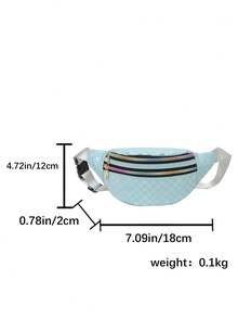 Korean Style Plaid Casual Waist Bag, Women's Wide Strap Versatile One Shoulder Small Bag, Sports Travel Portable Storage Chest Bag - A - View 7