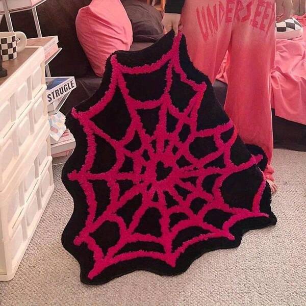 1pc Spider Web Shaped Carpet, Soft Comfortable Non-Slip Absorbent Bedroom Living Room Decor, Living Room Floor Mat Carpet, Bedroom Floor Mat Carpet, Room Decor Floor Mat Carpet, Bathroom Floor Mat Carpet, Machine Washable Or Hand Washable, Does Not Deform After Washing, Large Floor Mat Carpet, Small Floor Mat Carpet