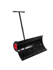 30" Wide Metal Snow Pusher With 15" Height And 2 Wheels Adjustable Angle And Height Handle For Effortless Snow Clearing Ergonomic Single-Rod Design For Driveway And Sidewalk - as Pic - View 5