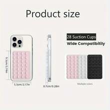 28 pièces Ventouses adhésives en silicone double face, autocollants de ventouses minimalistes antidérapants pour coque de téléphone, support de téléphone portable et amovible (convient pour le verre, les carreaux et autres surfaces lisses, nettoyer la surface du produit avant utilisation pour une utilisation plus durable) - Multicolore - Voir 2