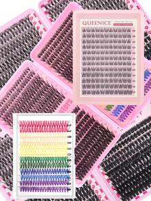 Queenice 12pcs Eyelash Set Gift Box (2728pcs Total), Colorful Cartoon Style Voluminous Natural Eyelash Clusters, 30D/40D/50D/60D/80D Multi-Color DIY False Eyelashes, Includes Glue And Tools, Reusable, Suitable For Home, Travel, Daily Makeup, Halloween And Christmas Gifts - Black - View 6