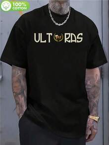 Camiseta negra de ultras con logo, lavable, de manga corta, ideal para entrenamientos y como regalo para los aficionados al fútbol. - Negro - Ver 1