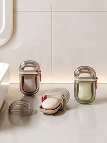 1pc Travel Portable Mini Soap Box, Sealed Drain Soap Box With Lid, Suitable For Travel Home Bathroom Decor Fall Decor Back To School - Multicolor - View 7