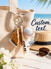 Llavero de béisbol personalizado con nombre, llavero deportivo personalizado, colgante de bolsa de béisbol, soporte para llaves de coche, regalo único para fanáticos del béisbol - Multicolor - Ver 6