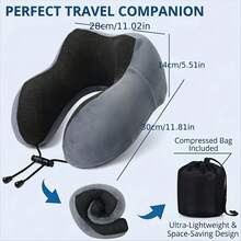 Travel Neck Pillow, Upgraded Version, Memory Foam Travel Neck Pillow For Airplane Sleep, Breathable & Machine-Washable Pillowcase, Travel Set With Storage Bag - Multicolor - View 8